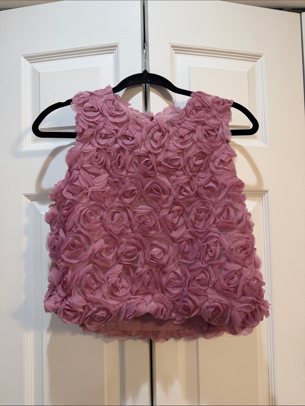 Commense Rosette Whimsical Romantic Floral Blush Sleeveless Crop Top Size Small